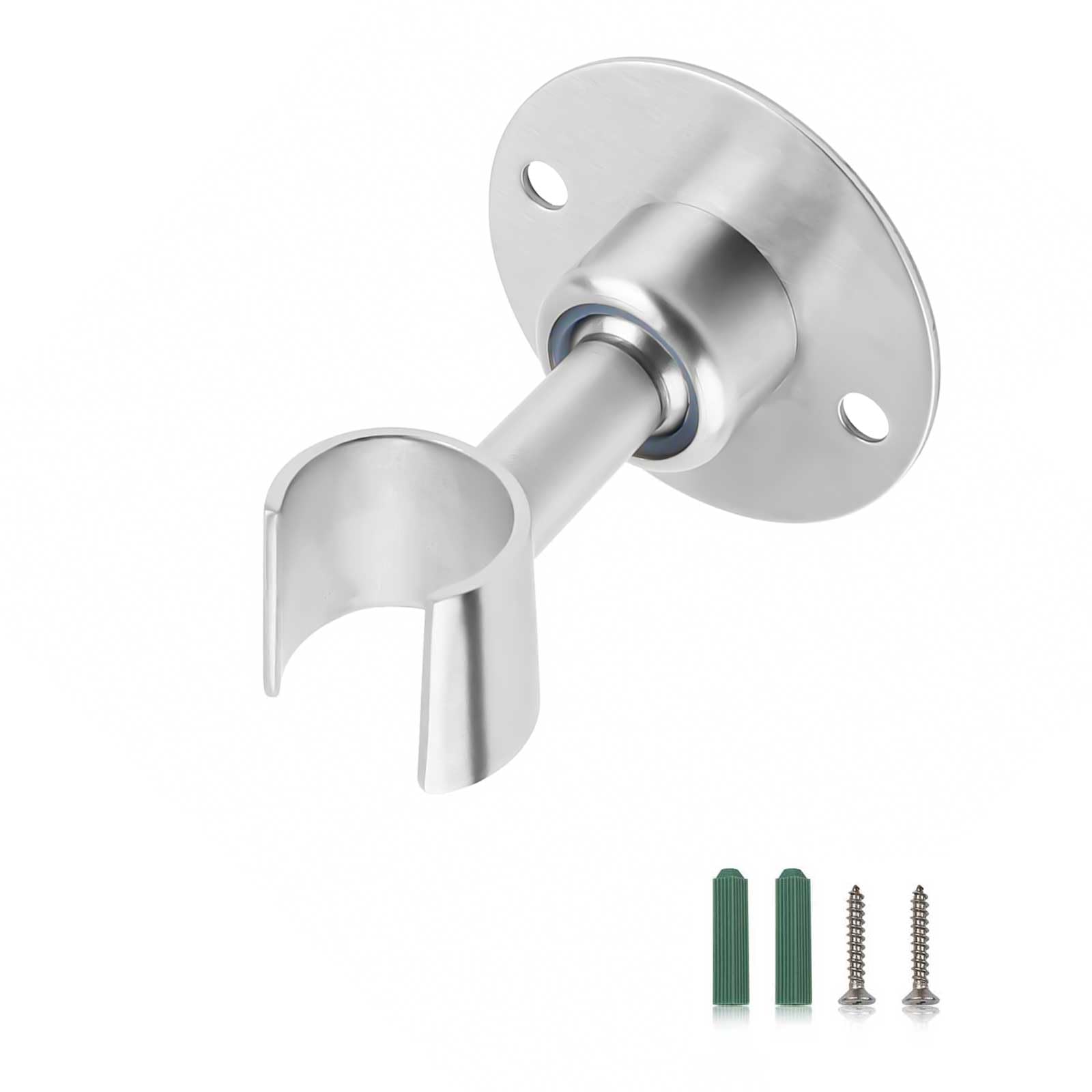 0XBIT Shower Pole Holder, Stainless Steel Showerhead Holder Bracket, Double-Hole Shower Bracket with Screws, Wall-Mounted Adjustable Shower Head Holder, Suitable for Bathroom Shower Heads