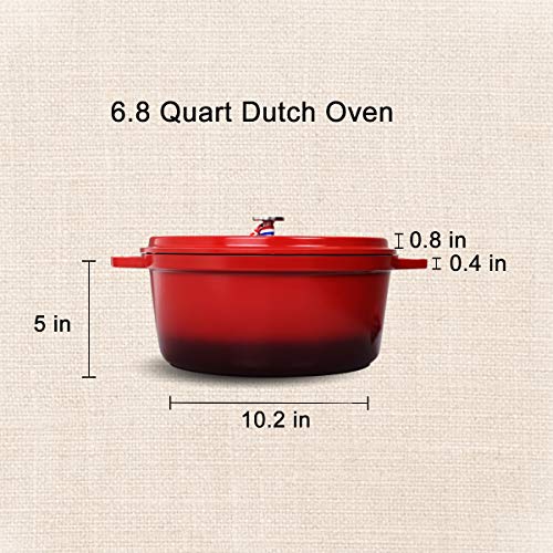 Cookware Cast Iron Aluminum Dutch Oven with Lid, Non Stick Round Casserole Dish, Lightweight