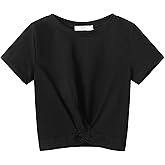 Arshiner Girls Casual Tie Dye Short-Sleeve T-Shirt Cute Print Summer Blouse for Girls Twist Front Tunic Tee Tops