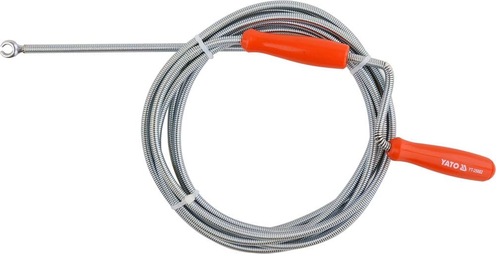 Professional YATO Pipe Probe - Flexible Hydraulic Tool Sink Stura & Drains (3 Meters x 6 mm) | Sturatubi Spring with Claw