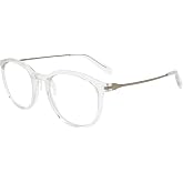 TUMI - VTU801 Unisex Reading Glasses - Blue Light Blocking Eyeglasses for Men &amp; Women - Stylish Round Shape Eyewear - 15mm - Crystal Navy