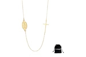 VASSAGO Virgin Mary Cross Y Necklace for Women Dainty Stainless Steel Catholic Religious Pendant Necklace Jewelry Gift for Ca