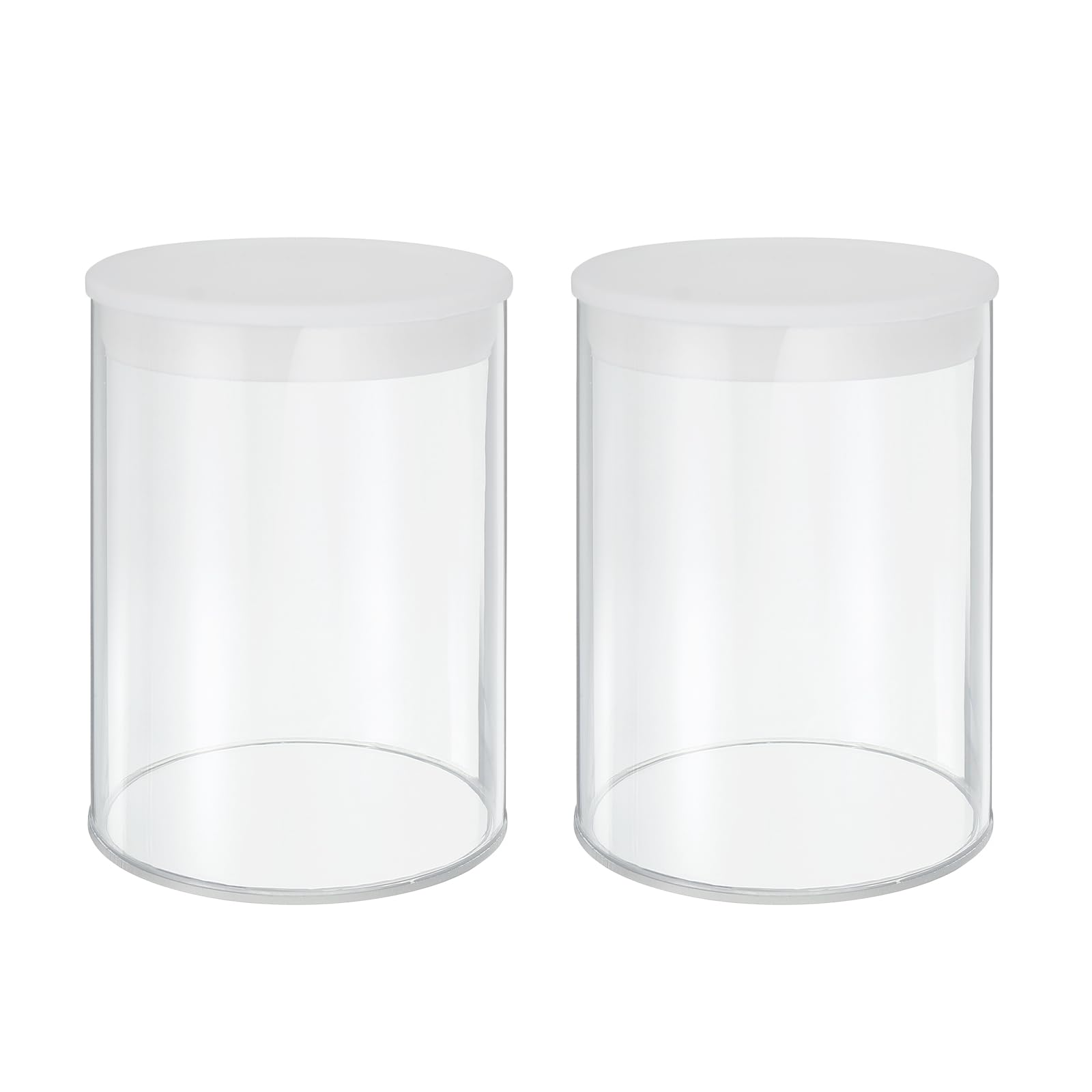 Photo 1 of MECCANIXITY Transparent Plastic Storage Tubes, 3 1/8" x 4"(80x100mm) Polycarbonate Clear Rigid Round Storage Tubing with Black Lid, 2 Set