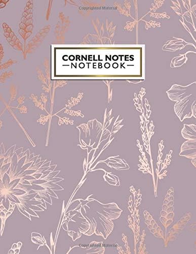 Cornell Notes Notebook: Pretty Metallic Rose Gold Cornell Note Paper Notebook. Cute Girly Large College Ruled Medium Lined Journal Note Taking System for School and University.