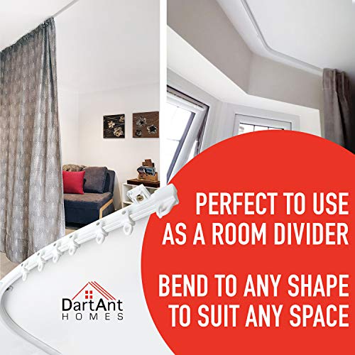 DartAnt Heavy Duty Flexible Curtain Track Ceiling Mount, Bendable Room