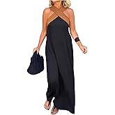 winkbay Women's Summer Criss Cross Maxi Dress Elegant Casual Sleeveless Flowy Vacation Dresses