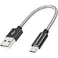 CableCreation Short Micro USB Cable, USB to Micro USB 24 AWG Triple Shielded Fast Charger Cable, Compatible with PS5/PS4, Raspberry Pi Zero, Chromecast, Phone, 0.5FT/6 inch Black
