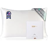 ZIMASILK 100% Pure Mulberry Silk Pillowcase for Hair and Skin Health,Soft and Smooth,Both Sides Premium Grade 6A Silk,600 Thread Count,with Hidden Zipper,1pc(Standard 20''x26'',White)