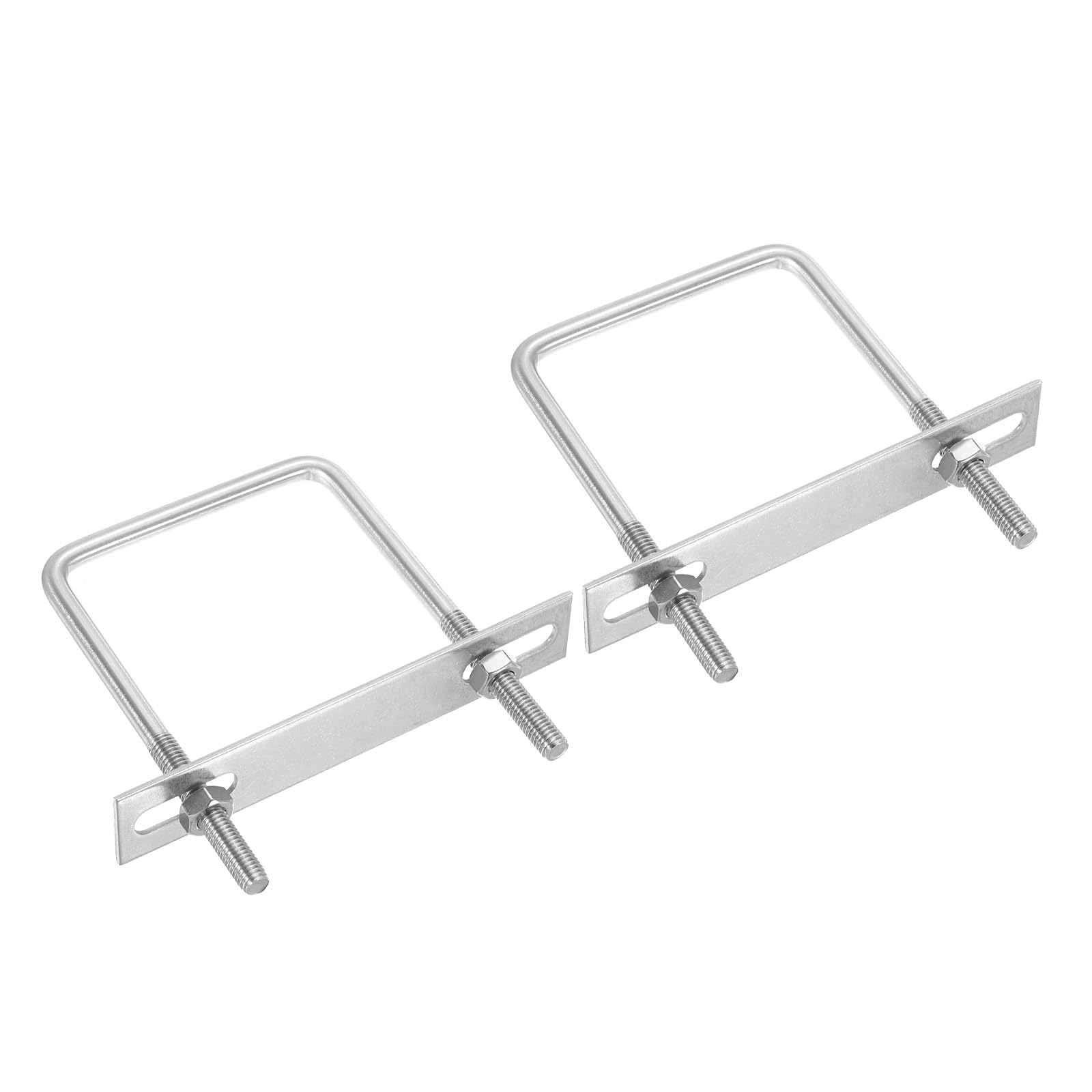 PATIKIL M8x90x130mm Square U-Bolts Kit, 4Set 304 Stainless Steel Square U Shaped Bolts Replacement Parts with Frame Plates and Nuts for Ski Board Sailboat Trailer