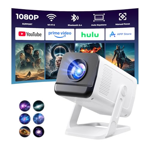 Mini Projector Portable 2026 Upgraded Built in Apps Android 14, 26000 Lux 1080P Supported 180° Rotation & Auto Keystone, Outdoor Compatible with Windows/iOS/Android/HDMI/USB