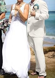High-End Suits 2024 Ivory Mens Linen Tuxedo Suits