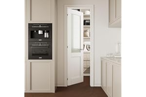 CRUTOP 24''x80'' Half Frosted Glass Interior Slab Shaker, Pre-Assembled Panel for Barn Door, Pocket Doors, French Doors; Ideal for Pantry, Bedroom, Closet, Laundry & Bathroom – Primed White Finish