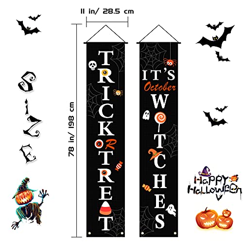 INLUCK Halloween Decorations Outdoor Indoor,Halloween Decor Porch Signs,Halloween Banners for Front Door or Indoor Home Decor,Halloween Welcome Signs,Trick or Treat & It\'s October Witches