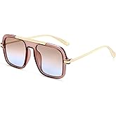 A LONG Retro Square Aviator Sunglasses for Women Trendy 70s Vintage Large Frame UV400 Protection Shades A2256