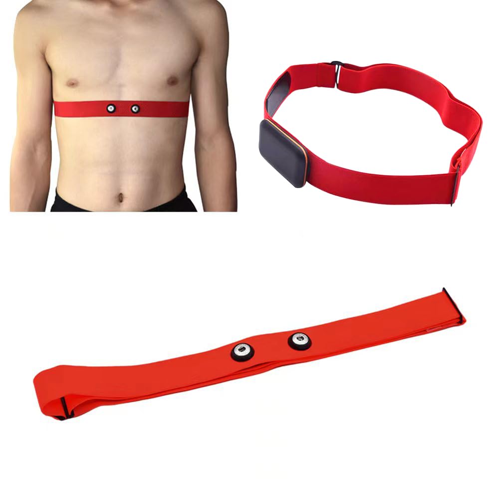 1Pcs Heart Rate Monitor Chest Strap Adjustable Heart Rate Monitor Chest Band Soft Replace Chest Belt Chest Band（Red）