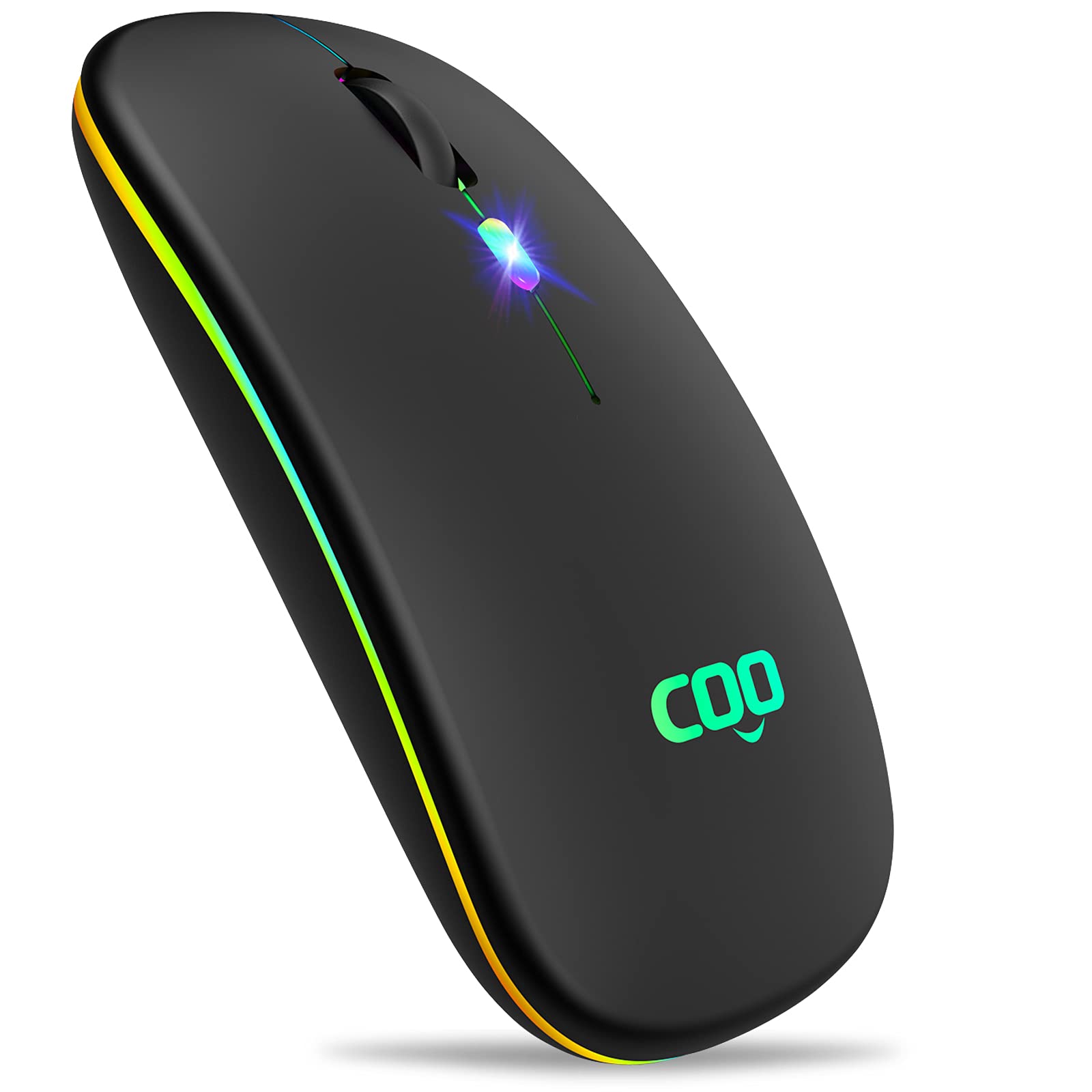 Photo 1 of COO Wireless Mouse, LED Slim Bluetooth Mouse with 3 Adjustable DPI, Silent, Rechargeable, Dual Mode(Bluetooth 5.1 and 2.4G Wireless) for iPad OS 13, MacBook, Laptop, Mac OS 10.10