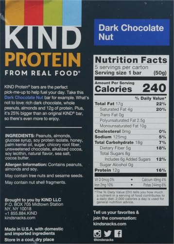 KIND PROTEIN, DARK CHOCOLATE NUT, 8OZ (PACK OF 5)