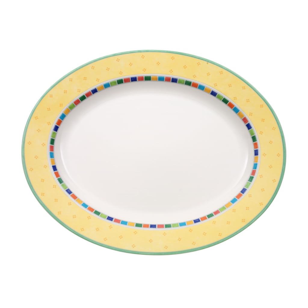 Villeroy & Boch Twist Alea Limone Oval Platter, 41 cm, Premium Porcelain, White/Yellow
