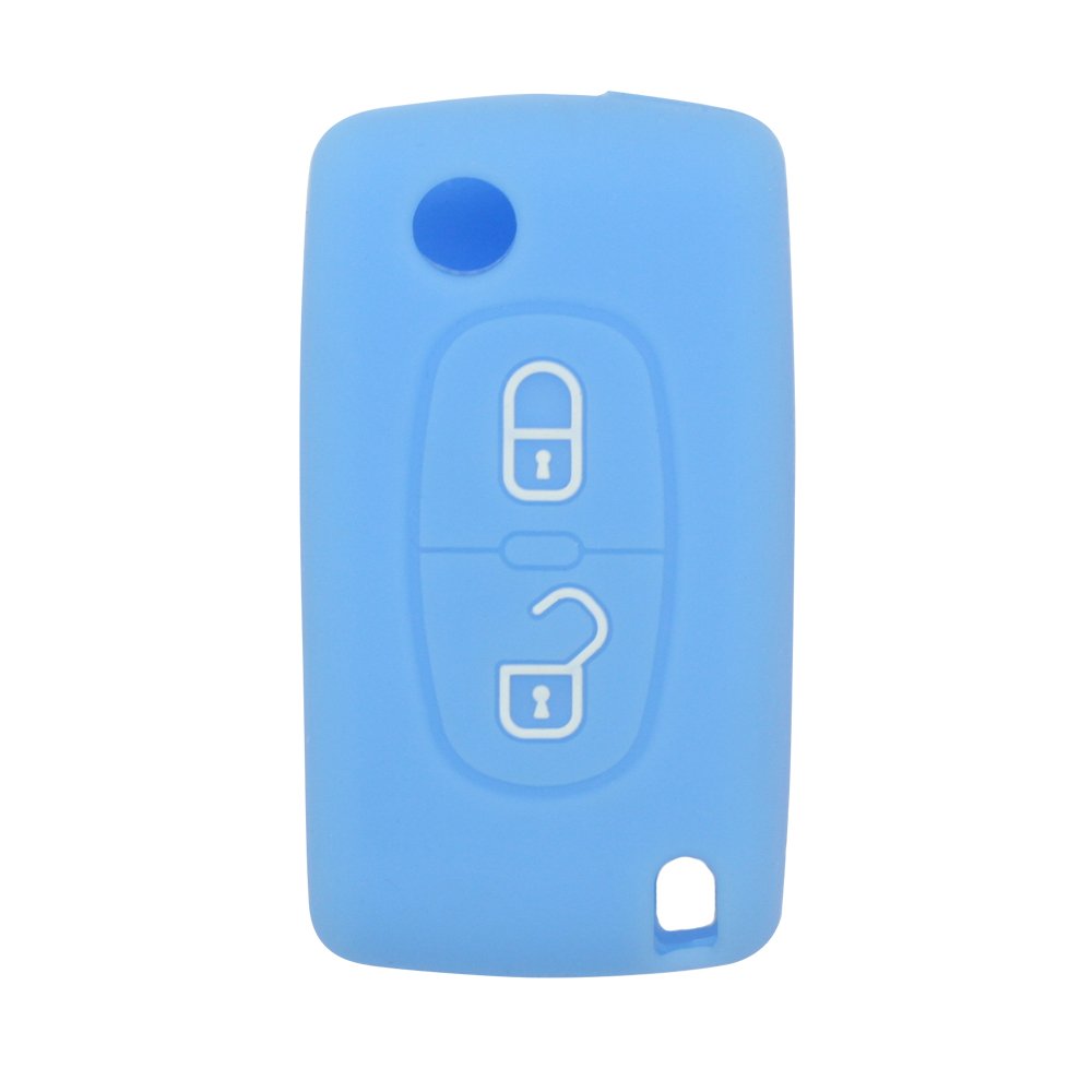 BROVACS Silicone Cover Protector Case Holder Skin Jacket Compatible with PEUGEOT CITROEN 2 Button Flip Remote Key Fob CV4302 Light Blue