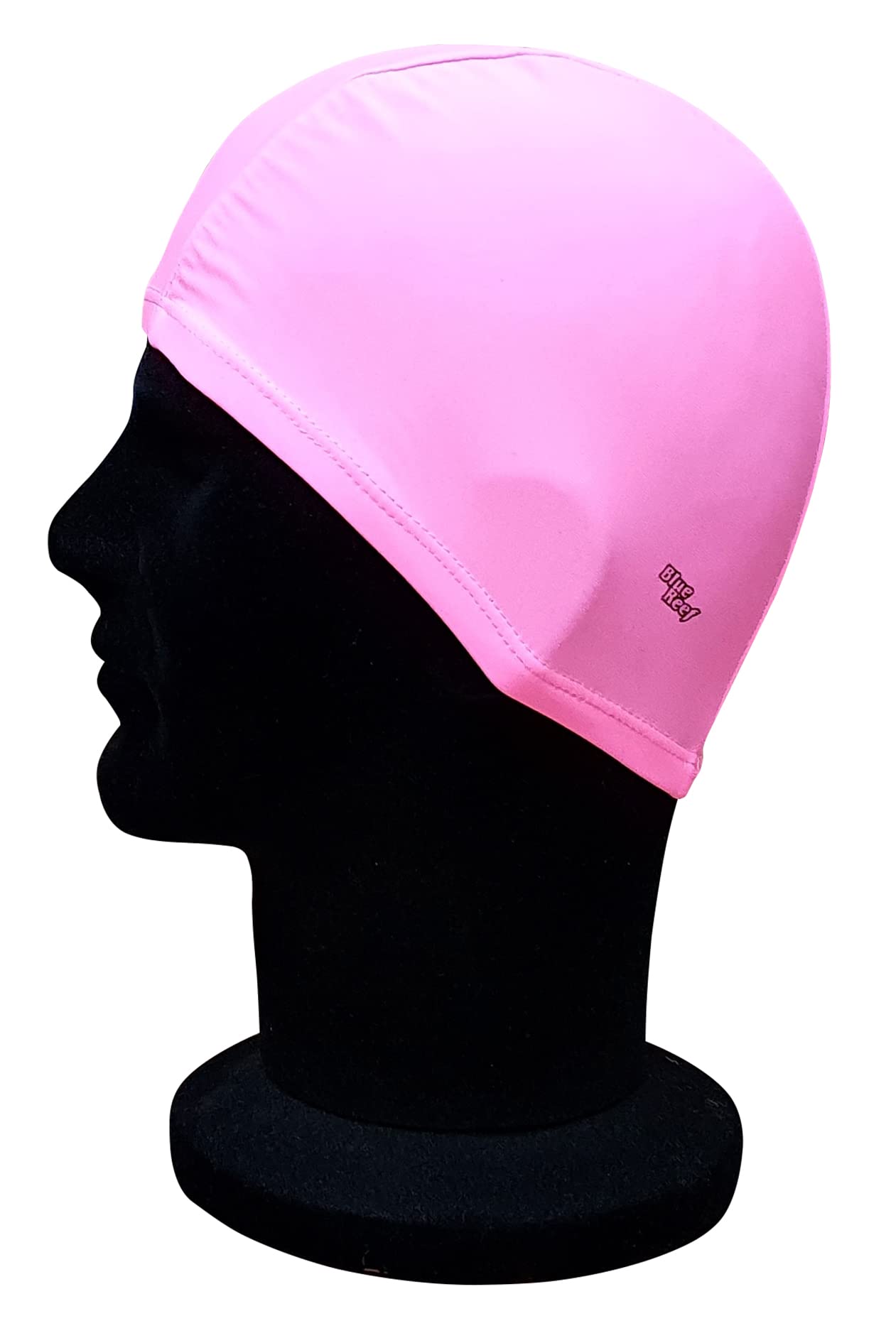 Blue Reef Elasticated Spandex Stretchy Anti Tear Easy Fit Plain Non Waterproof Deluxe Pull On Swimming Hat Swim Cap One Size Suitable For All Ages 3+ Years (Pink)