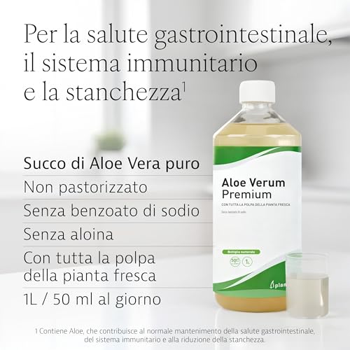 Plameca Aloe Verum Premium - Aloe Vera To Drink - With All The Pulp Of The Fresh Plant - Unpasteurized - 1000ml For 20 Days