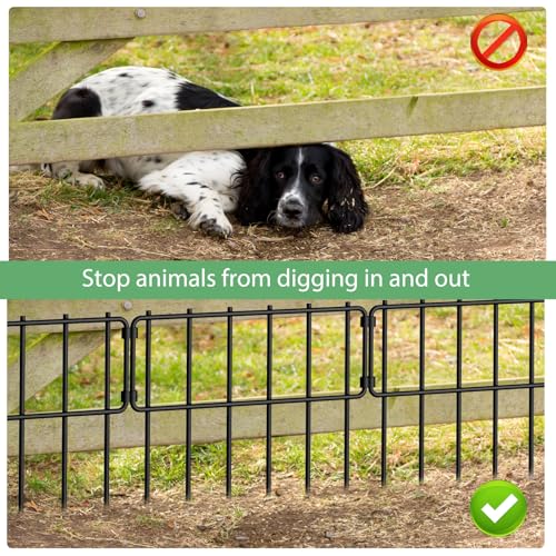 LIANTRAL Garden Fence 25 Pack, Animal Barrier Fence, No Dig Rustproof Metal Fence Panels, Patio Border Animal Fencing for Dog Rabbit Yard Patio Outdoor Decor, Total 43 cm (H) x 8.25 m (L)