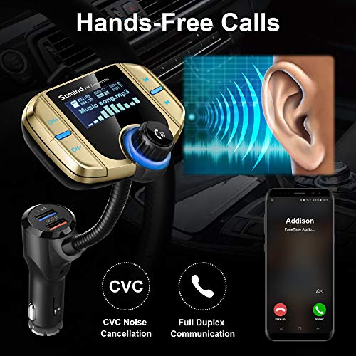 (Upgraded Version) Sumind Car Bluetooth FM Transmitter, Wireless Radio