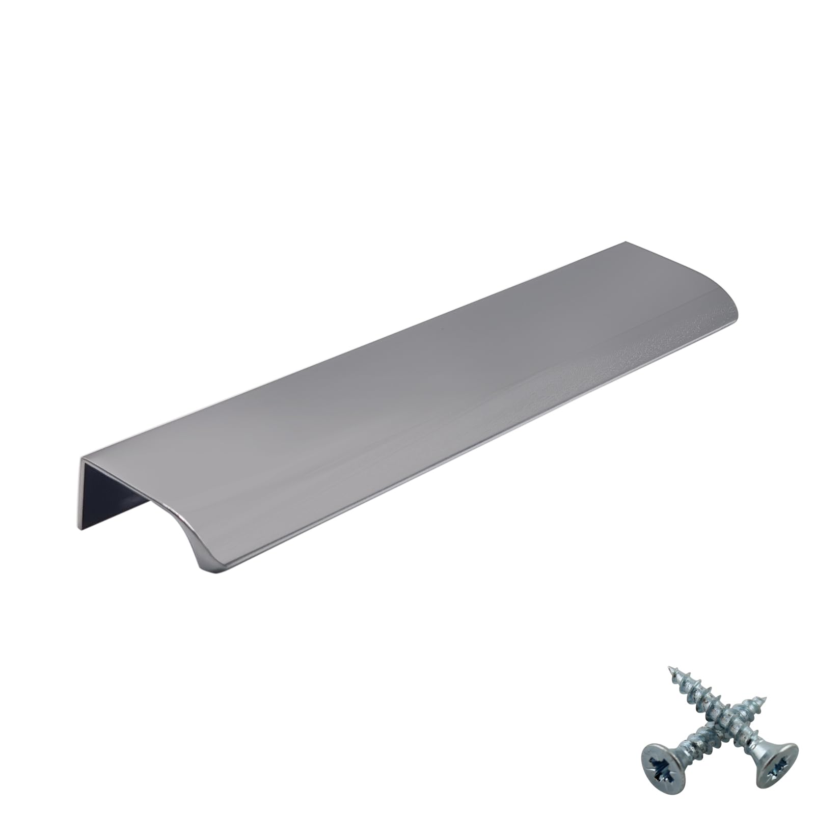 M4TEC Bar Kitchen Cabinet Door Handles Cupboards Drawers Bedroom Furniture Concealed Finger Edge Pull Handle for Wardrobe & Bedroom Cabinet Hardware Polished Chrome. VD3 Series: 64 mm Pack of 10 — image 1