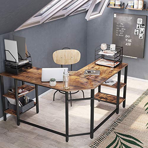 VASAGLE LShaped Computer Desk, Corner Desk with Storage for Home