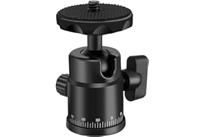 HEMMOTOP Tripod Ball Head H28 Black,Ball Head Mount Loading 6.6Lbs,Panorami Tripod Heads for Gopro Cam Camcorder Smartphone Light Microphone DSLR Camera Photography