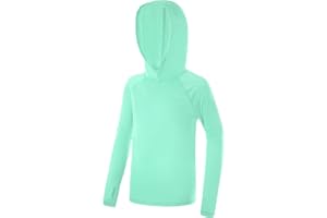 Poekuao Boys Rash Guard Hoodie UPF 50+ Sun Protection Long Sleeve Swim Shirt Quick Dry Kids SPF Fishing Water Beach Shirts