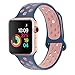 Compatible for Apple Watch 38MM,RUOQINI Dual-color Soft Silicone Sport Replacement Band Compatible for Apple Watch Series 3, Series 2, Series 1 (S/M Size in Mindihgt blue/Pink Color)