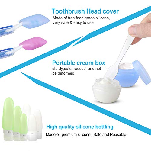 13 Pcs BPA Free Silicone Travel Bottle Set,TSA Approved Food-grade Silicone Bottle Container Spray Bottles Cream Jars FDA Approved for Shampoo Leak-proof Cosmetic Toiletry Travel Containers with Tag