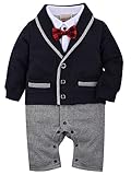 ZOEREA Baby Boys Romper Suits Bow Tie Baptism Wedding Tuxedo Jumpsuit Cotton