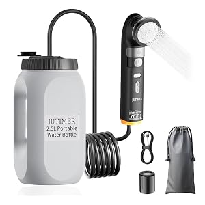 JUTIMER ポータブルシャワー 携帯ウォシュレット 2WAY 2.5Lタンク 2段階水圧 Type-C充電 残量表示 1.8mホース