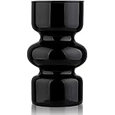 VanEnjoy Black Glass Hydroponic Vase, Colored Glass vase Flower, Three-Layer 7 inch Cylinder vase for Home Décor, Modern Glass Vase for Home, Office, Wedding