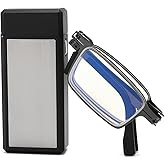 TOVEEN Compact Folding Reading Glasses for Men, Lightweight Ultra Thin Anti Blue Ray Readers with Durable Portable Case