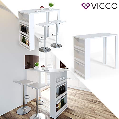 Vicco Bartisch Bar Weiß Anthrazit Tresen Bartresen Stehtisch Tisch Tresentisch Bistrotisch Küche mit 3 extra Fächern… – Bild 3