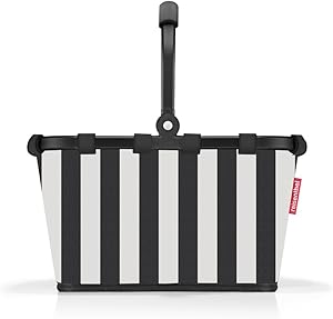 reisenthel carrybag XS summerstripes black – Stabiler Einkaufskorb mit praktischer Innentasche – Elegantes und wasserabweisendes Design