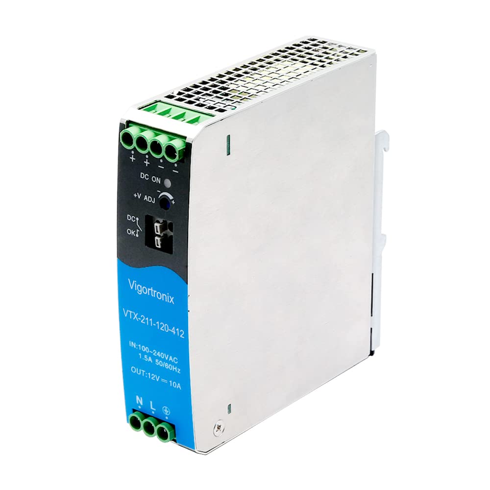 VIGORTRONIX 120 W Din Rail AC/DC PSU 85-264 V PFC Input, 12 V Output VTX-211-120-412