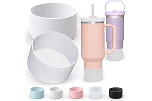 AIERSA 2Pcs Silicone Boot Sleeve for Stanley Quencher 40 oz 30 oz Tumbler with Handle & for IceFlow 20oz 30oz, Protective Water Bottle Cup Bottom Bumper Cover for Stanley Tumbler Accessories, White