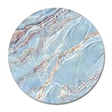 Marble Round Mouse Pad By Smooffly,Blue Marble Texture Design Round Non Slip Rubber Mouse Pad Gaming Mouse Pad