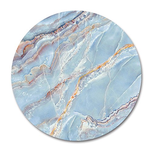 Marble Round Mouse Pad By Smooffly,Blue Marble Texture Design Round Non Slip Rubber Mouse Pad Gaming Mouse Pad