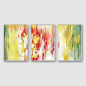 Framed Canvas Wall Art for Living Room, Bedroom Abstract Color Collage Pattern Canvas Prints for Home Decoration Ready to Hanging - 16"x24"x3 Panels