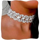 JAKAWIN Rhinestone Choker Necklace Jewelry Silver Diamond Chokers for Women | Sparkly Bling Prom Costume Necklaces