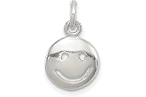 FINDINGKING Sterling Silver Happy Face Charm Pendant Smiling Smiley