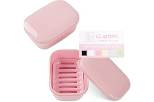 Quatish 2 Pack Travel Soap Container, Portable Soap Holder with Lid, Travel Bar Soap Holder, Soap Case for Camping Gym Travel, Soap Box for Bathroom,Pink