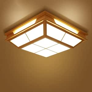 YGH Lámpara de Techo de Madera de Estilo Japonés, Ajustable Moderna
