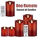 Flameless Candles, Battery Operated Flickering Candles Set of 5 Red Candles with Remote Timer by comenzar( Red)