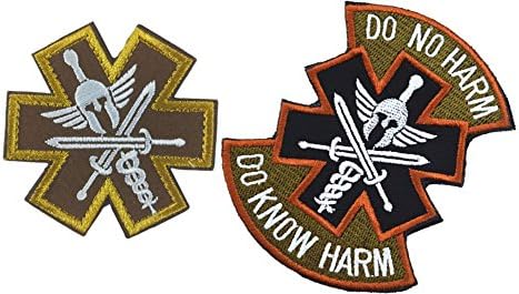 QTao UPA180 Hook &amp; Loop Velcro Spartan Medic Tactical Military Combat Army Morale Patch 2pcs (Color -f)